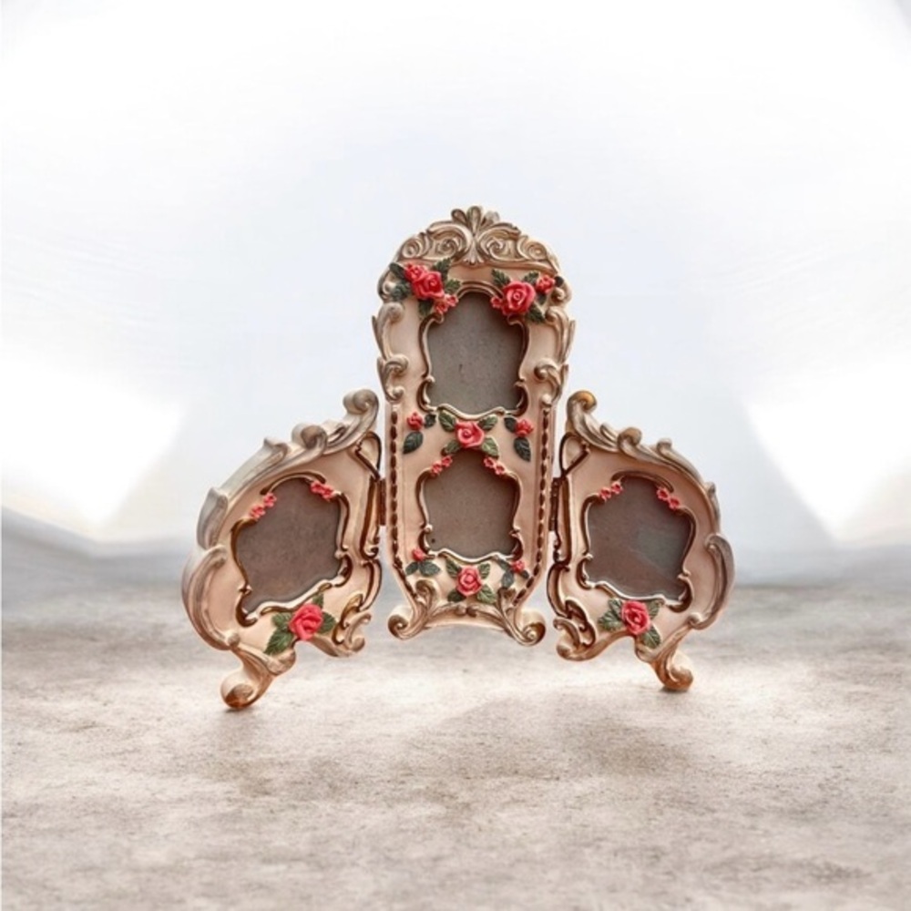 Vintage 3 D folding  Victorian style with roses pictures frame